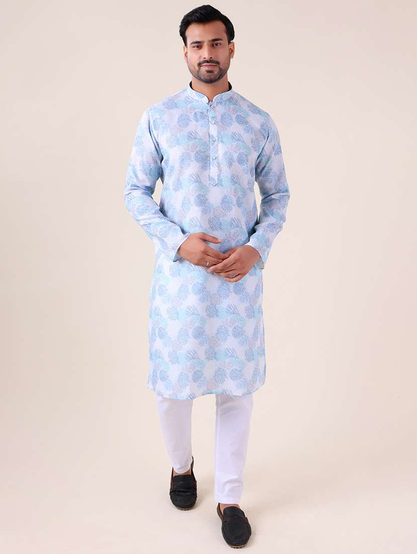 men mandarin neck kurta pyjama ethnic wear set - 22075930 - Standard Image - 1