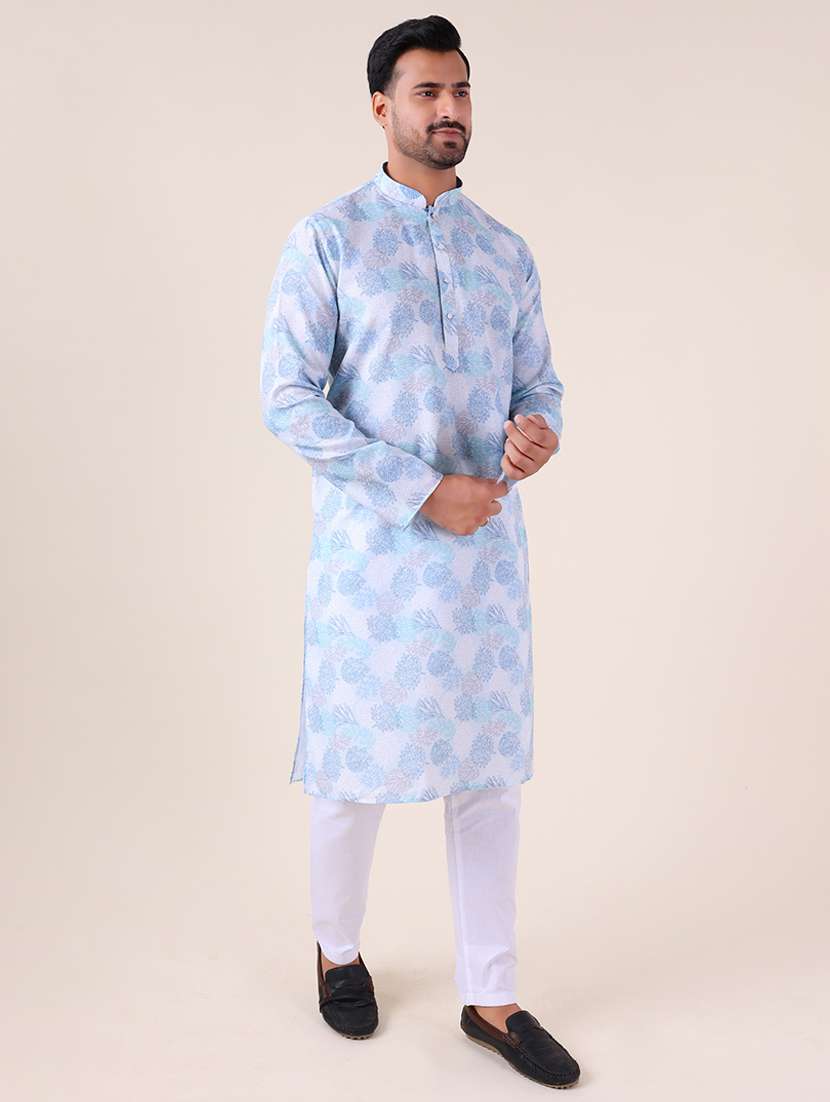 men mandarin neck kurta pyjama ethnic wear set - 22075930 - Standard Image - 4