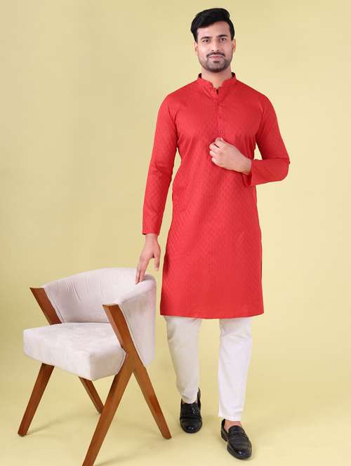 men mandarin neck kurta pyjama ethnic wear set - 22075931 -  Standard Image - 0
