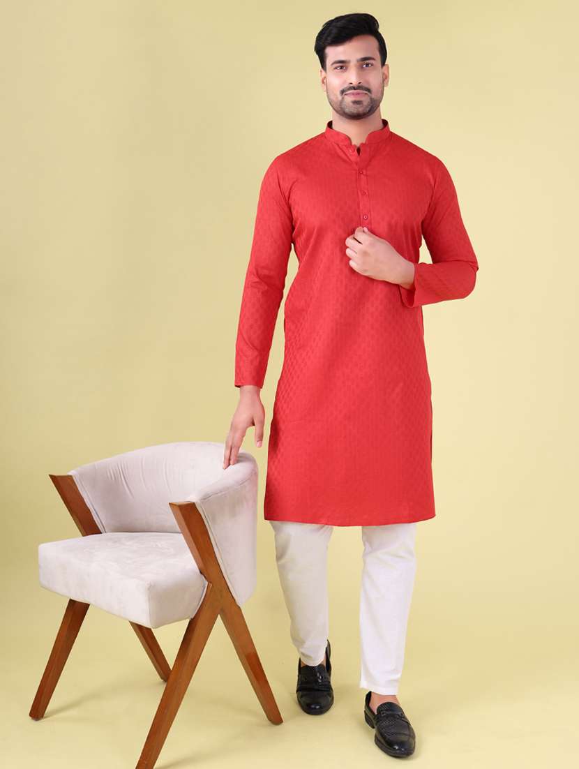 men mandarin neck kurta pyjama ethnic wear set - 22075931 -  Zoom Image - 0