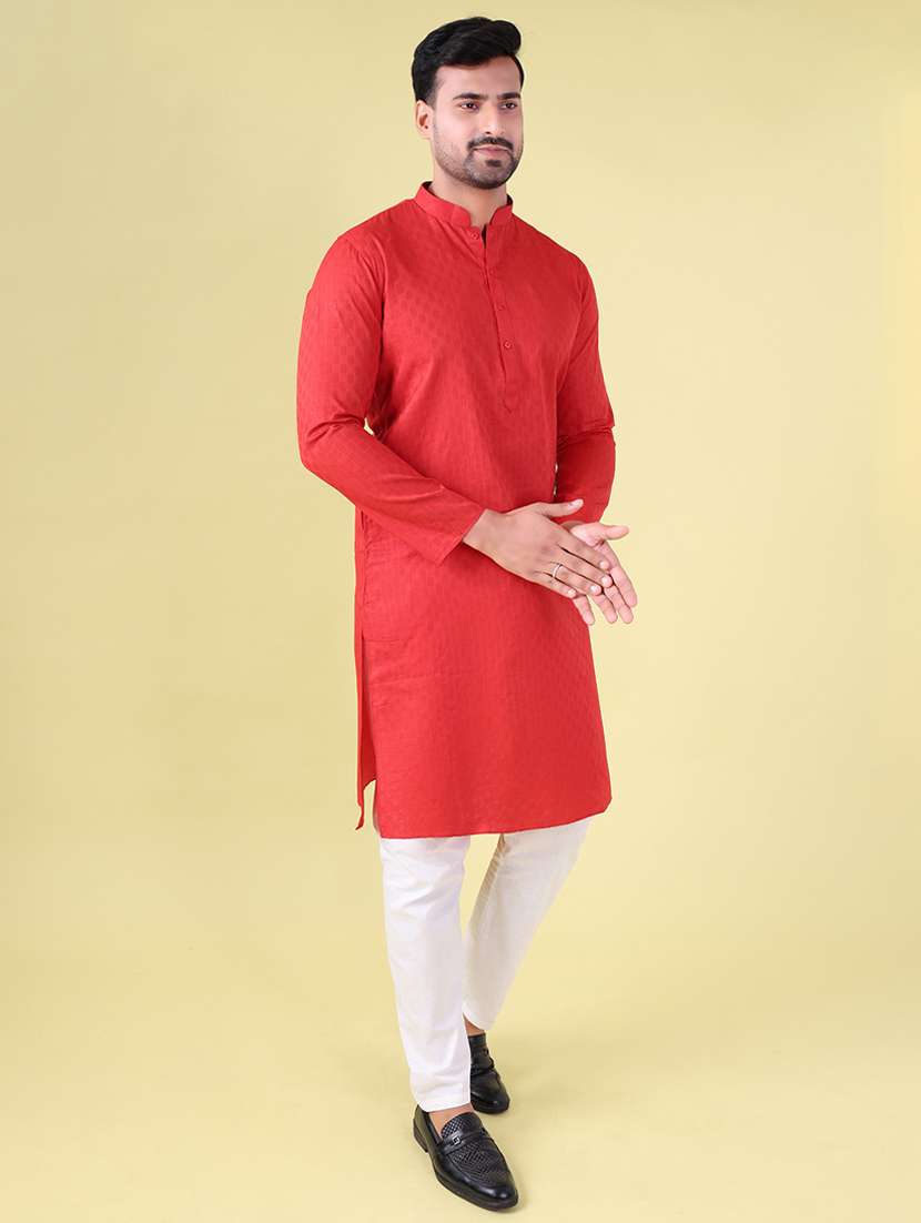 men mandarin neck kurta pyjama ethnic wear set - 22075931 - Standard Image - 4