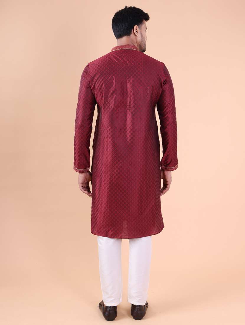 men mandarin neck kurta pyjama ethnic wear set - 22075939 - Standard Image - 4