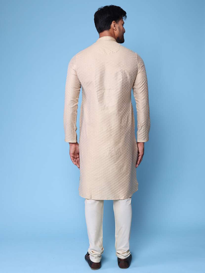 men mandarin neck kurta pyjama ethnic wear set - 22075942 - Standard Image - 4