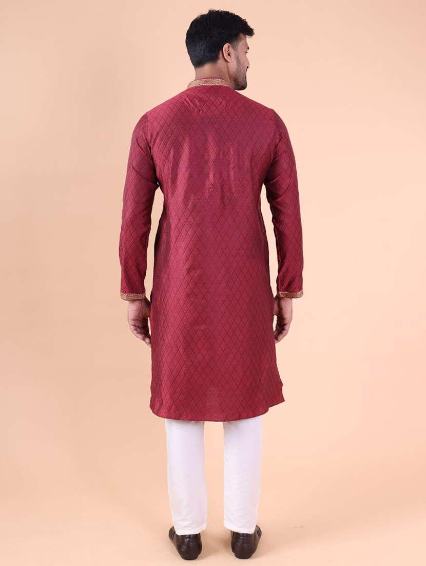 men mandarin neck kurta pyjama ethnic wear set - 22075943 - Standard Image - 4