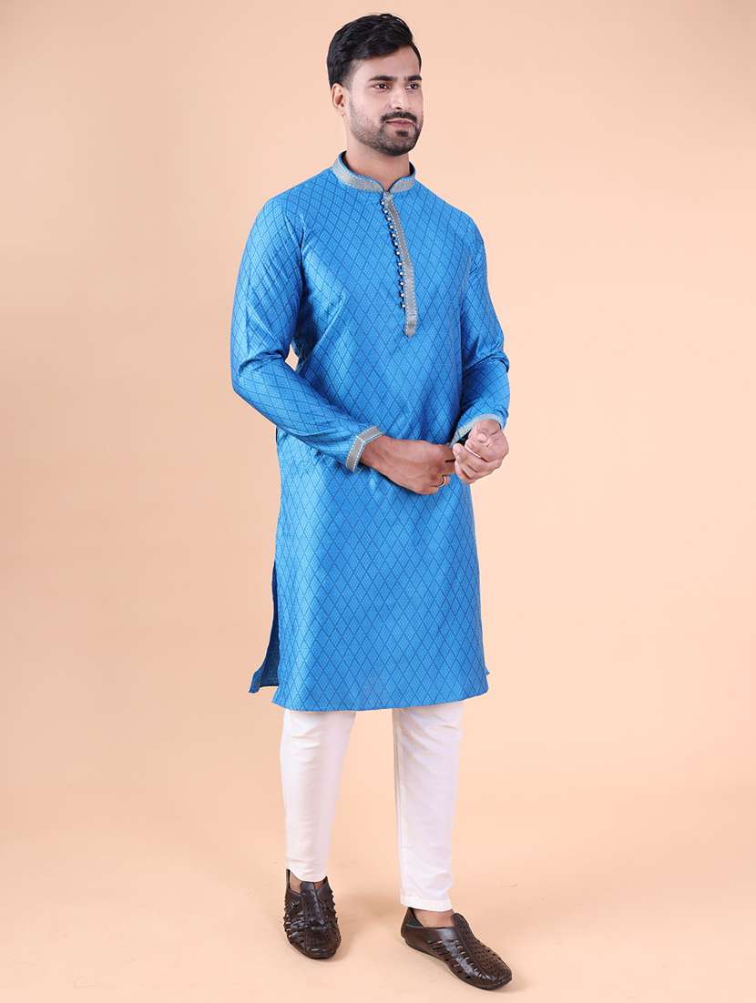 men mandarin neck kurta pyjama ethnic wear set - 22075944 -  Standard Image - 1