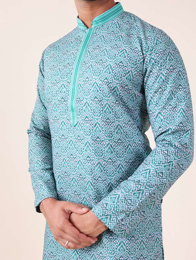 men mandarin neck kurta pyjama ethnic wear set - 22075946 -  Standard Image - 4