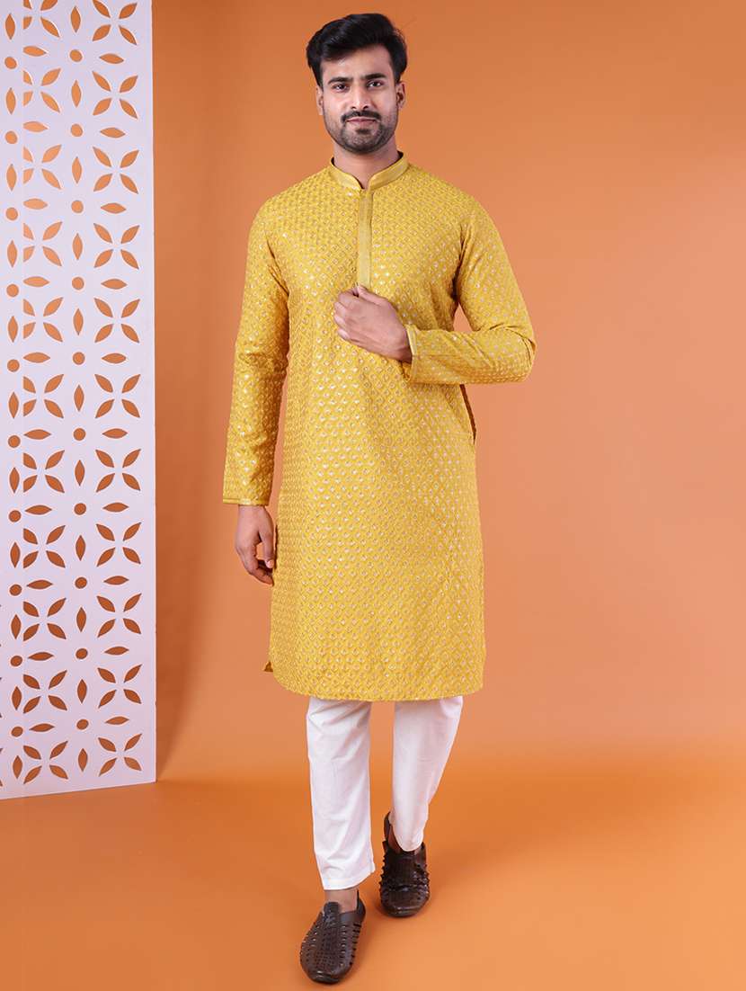 men mandarin neck kurta pyjama ethnic wear set - 22075947 -  Standard Image - 1