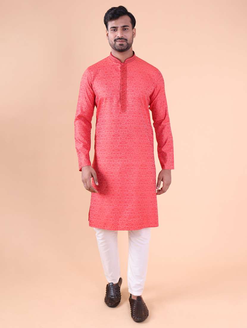 men mandarin neck kurta pyjama ethnic wear set - 22075952 - Standard Image - 1