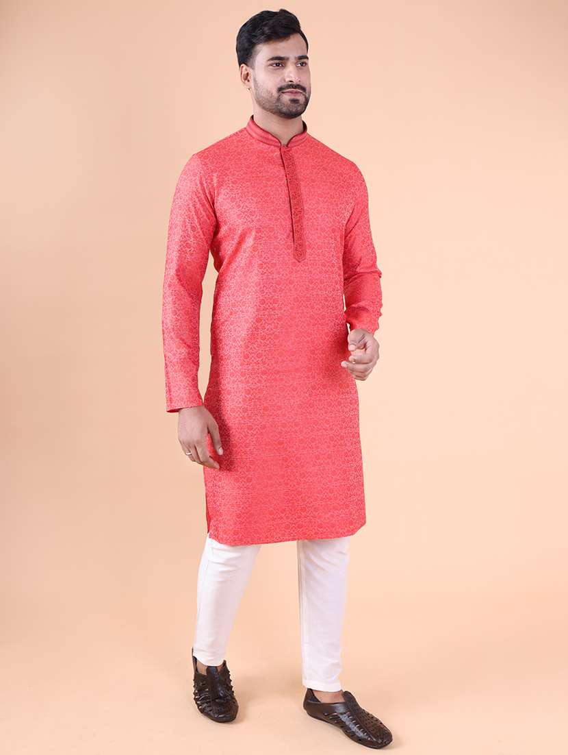 men mandarin neck kurta pyjama ethnic wear set - 22075952 - Standard Image - 4