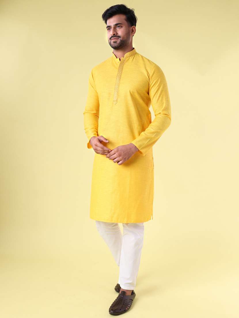 men mandarin neck kurta pyjama ethnic wear set - 22075956 - Standard Image - 4