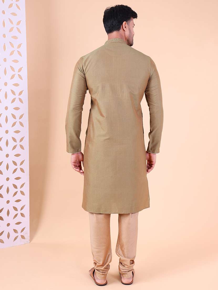 men mandarin neck kurta pyjama ethnic wear set - 22075959 - Standard Image - 4