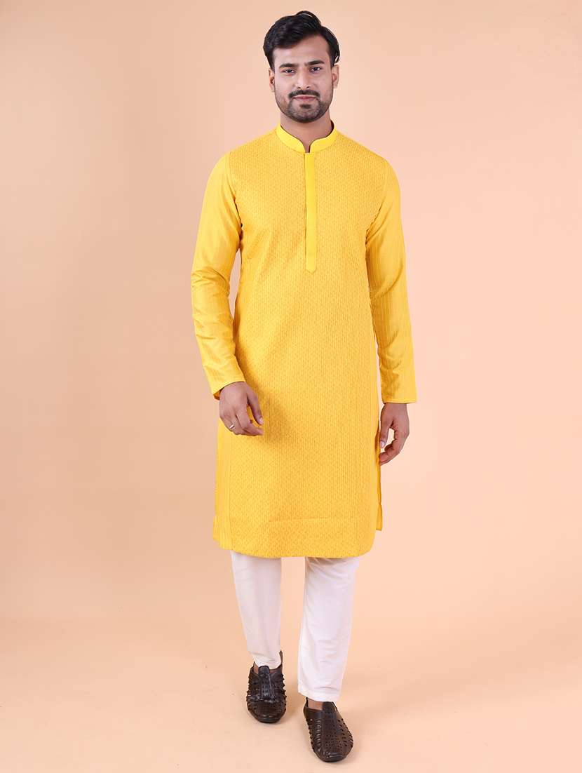 men mandarin neck kurta pyjama ethnic wear set - 22075961 -  Standard Image - 1