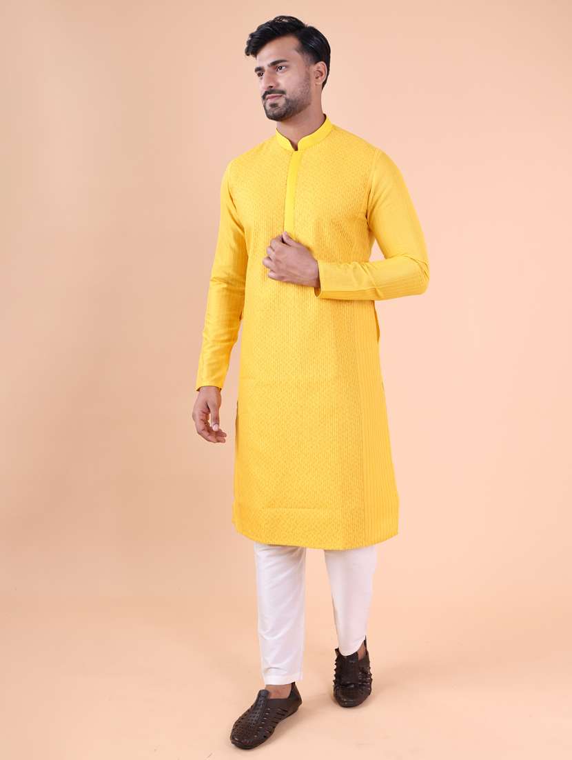 men mandarin neck kurta pyjama ethnic wear set - 22075961 - Standard Image - 4