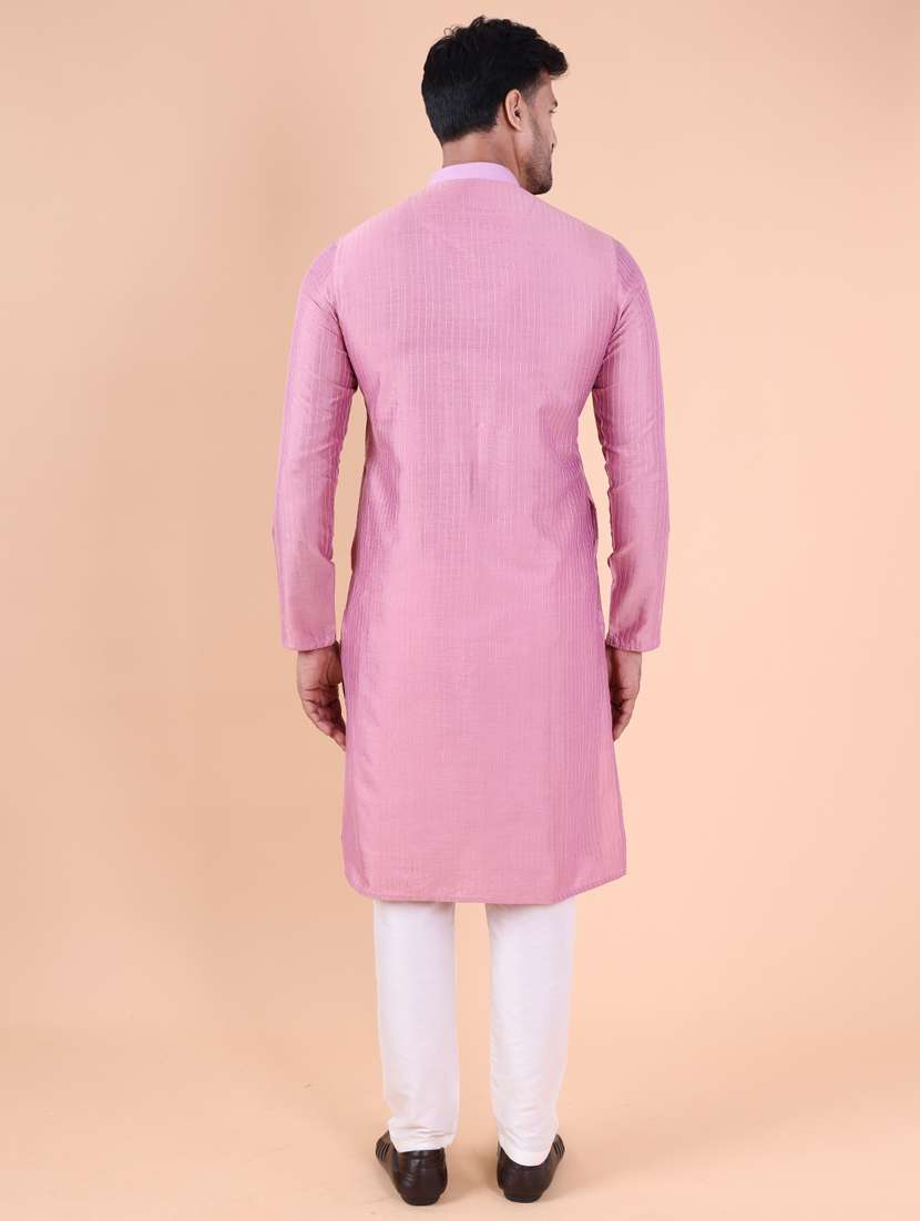 men mandarin neck kurta pyjama ethnic wear set - 22075962 - Standard Image - 4