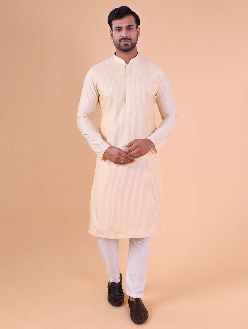 men mandarin neck kurta pyjama ethnic wear set - 22075963 - Standard Image - 1