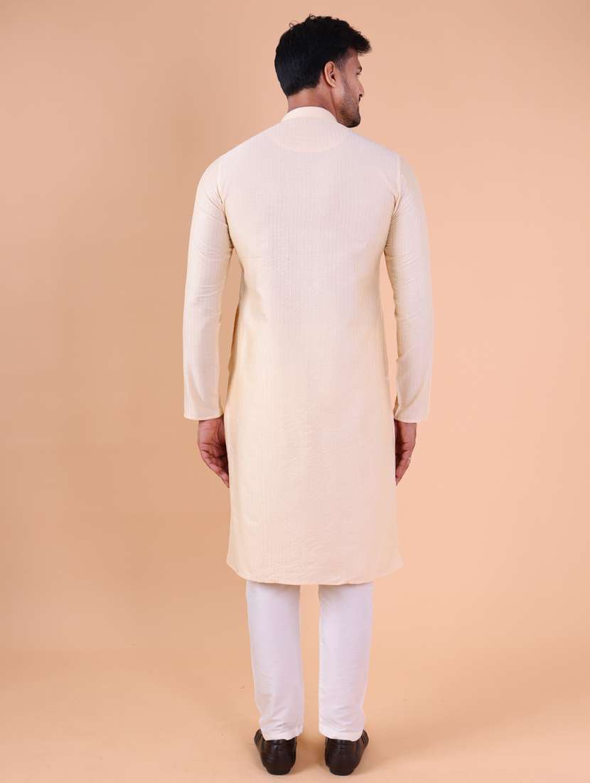 men mandarin neck kurta pyjama ethnic wear set - 22075963 - Standard Image - 4