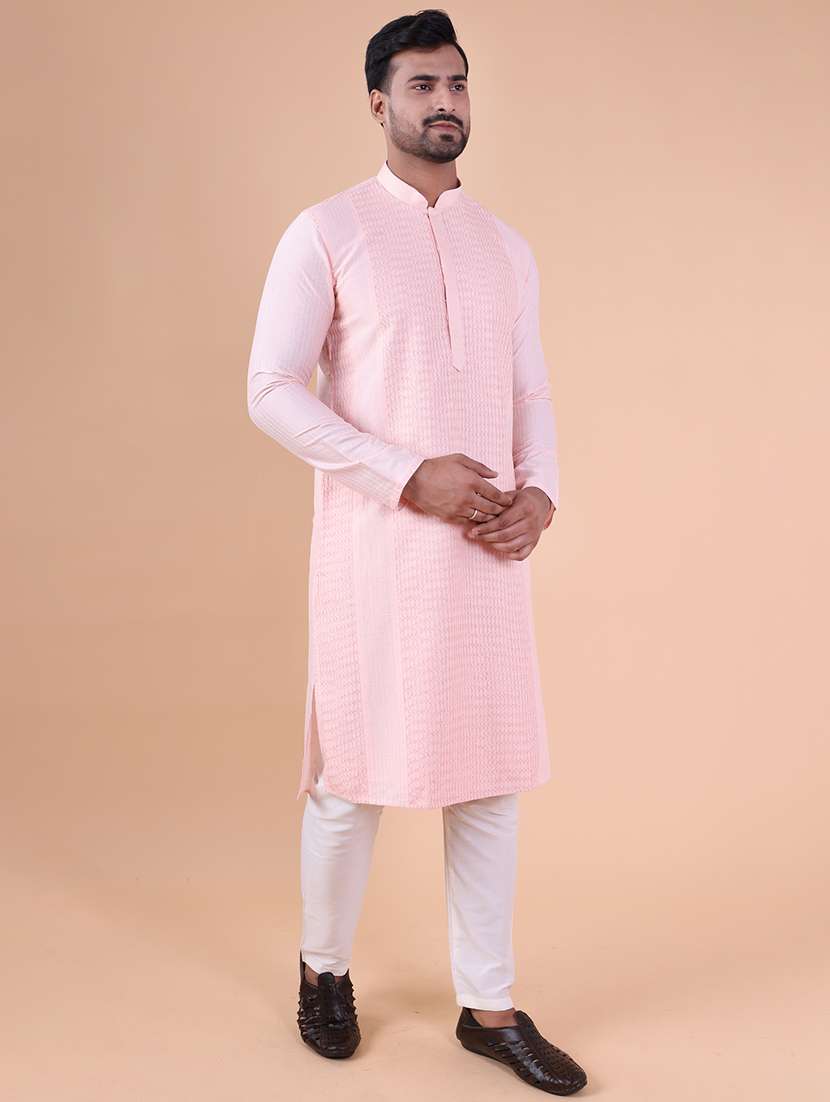 men mandarin neck kurta pyjama ethnic wear set - 22075964 - Standard Image - 1
