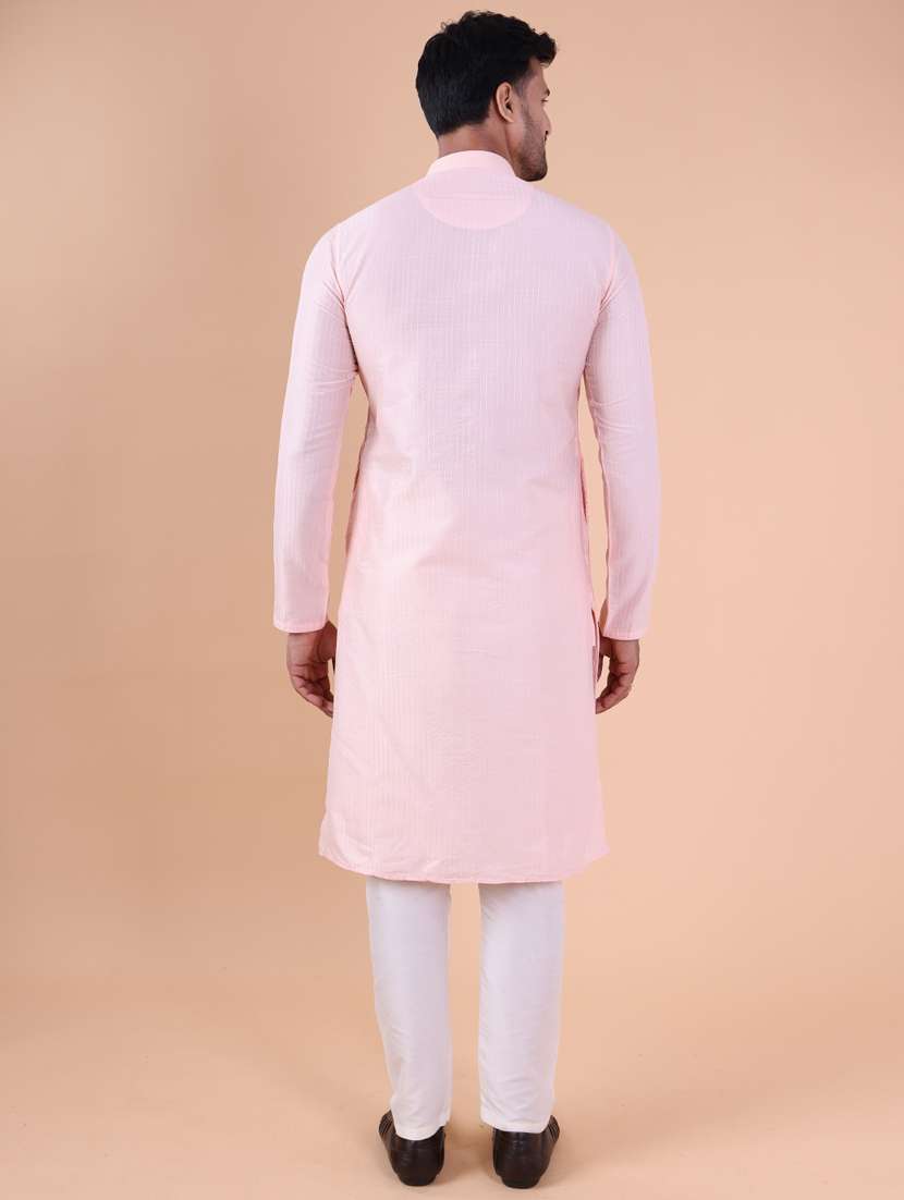 men mandarin neck kurta pyjama ethnic wear set - 22075964 - Standard Image - 4