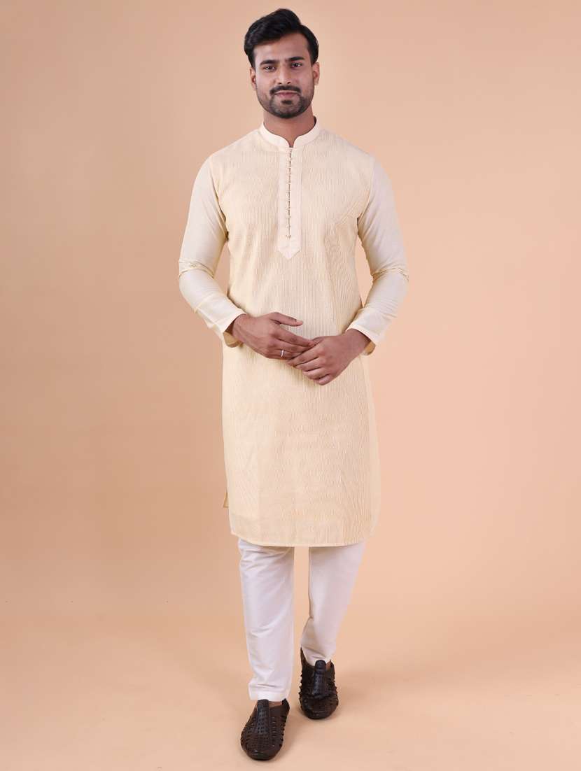 men mandarin neck kurta pyjama ethnic wear set - 22075965 - Standard Image - 1