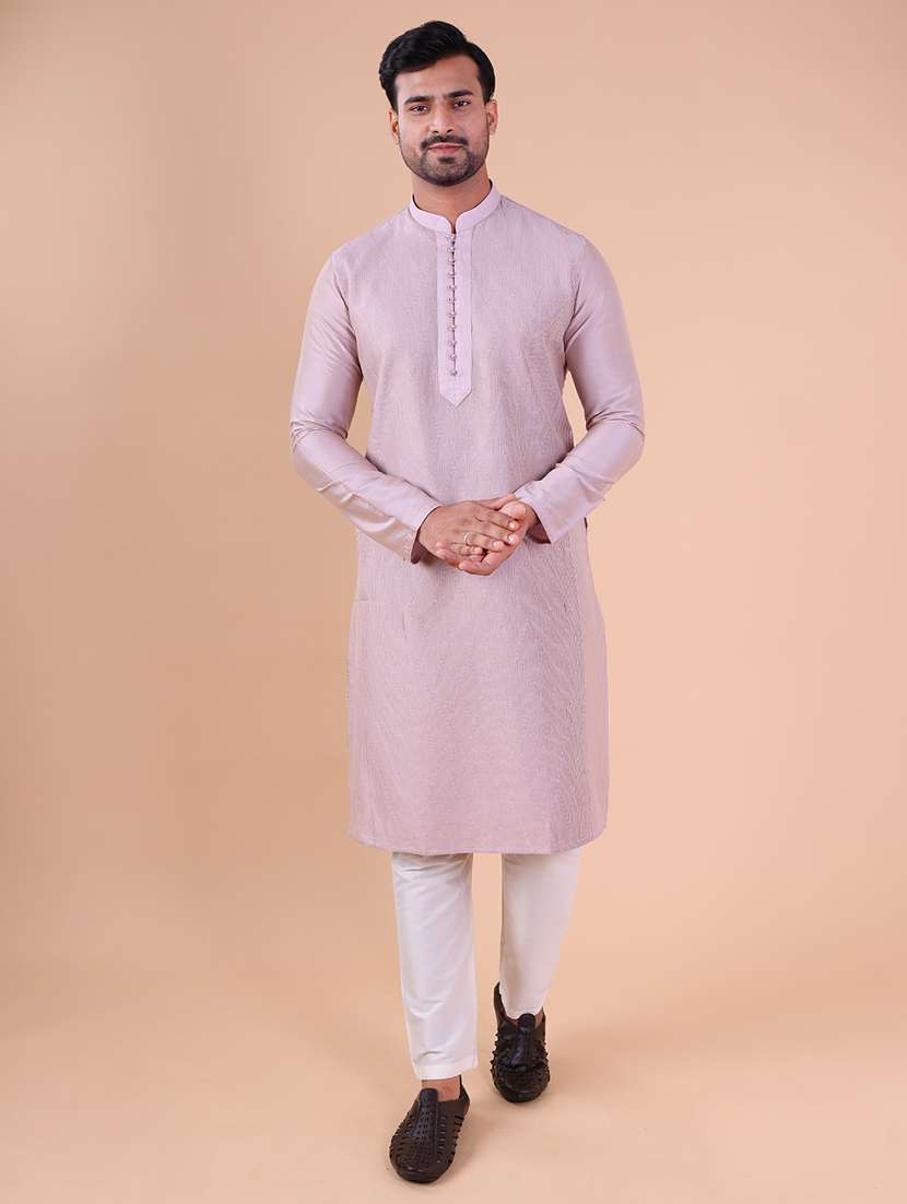 men mandarin neck kurta pyjama ethnic wear set - 22075967 - Standard Image - 1