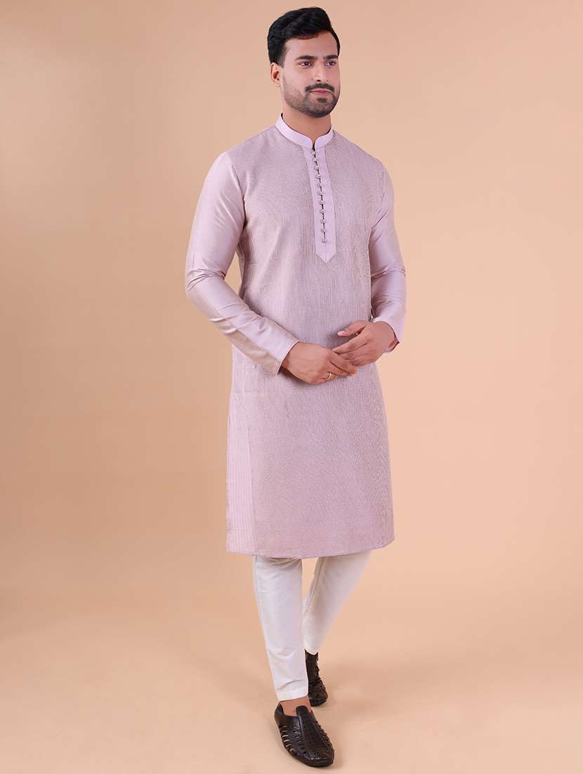 men mandarin neck kurta pyjama ethnic wear set - 22075967 - Standard Image - 4
