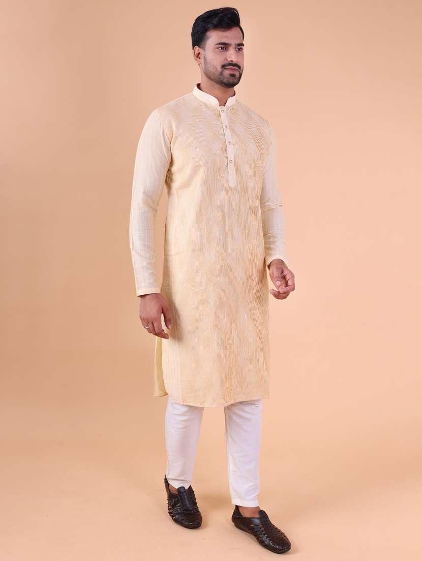 men mandarin neck kurta pyjama ethnic wear set - 22075969 - Standard Image - 1