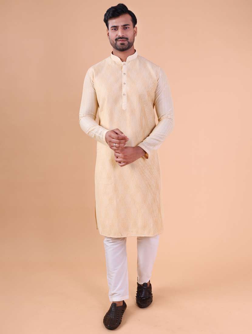 men mandarin neck kurta pyjama ethnic wear set - 22075969 - Standard Image - 4