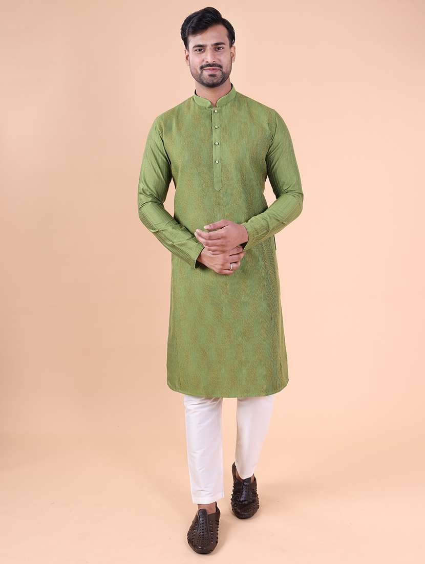 men mandarin neck kurta pyjama ethnic wear set - 22075970 -  Standard Image - 1