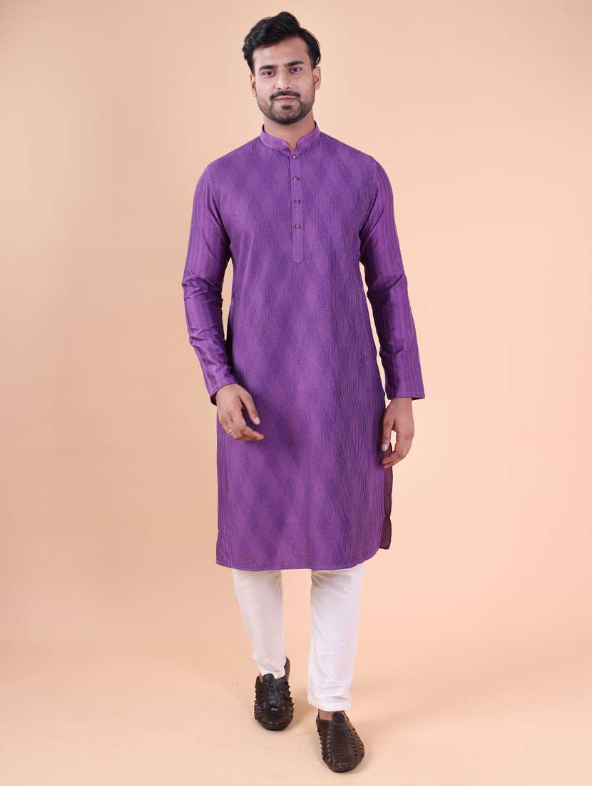 men mandarin neck kurta pyjama ethnic wear set - 22075972 - Standard Image - 4