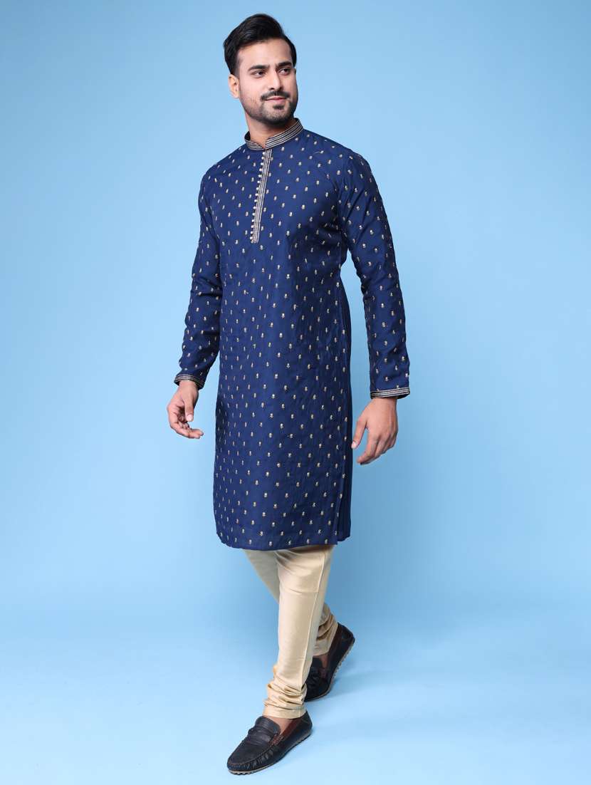 men mandarin neck kurta pyjama ethnic wear set - 22075973 - Standard Image - 1