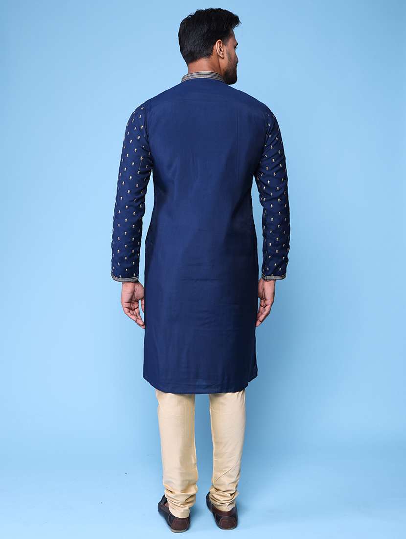 men mandarin neck kurta pyjama ethnic wear set - 22075973 - Standard Image - 4