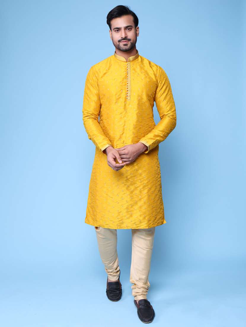men mandarin neck kurta pyjama ethnic wear set - 22075974 - Standard Image - 1