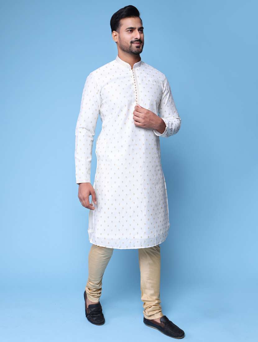 men mandarin neck kurta pyjama ethnic wear set - 22075975 - Standard Image - 1