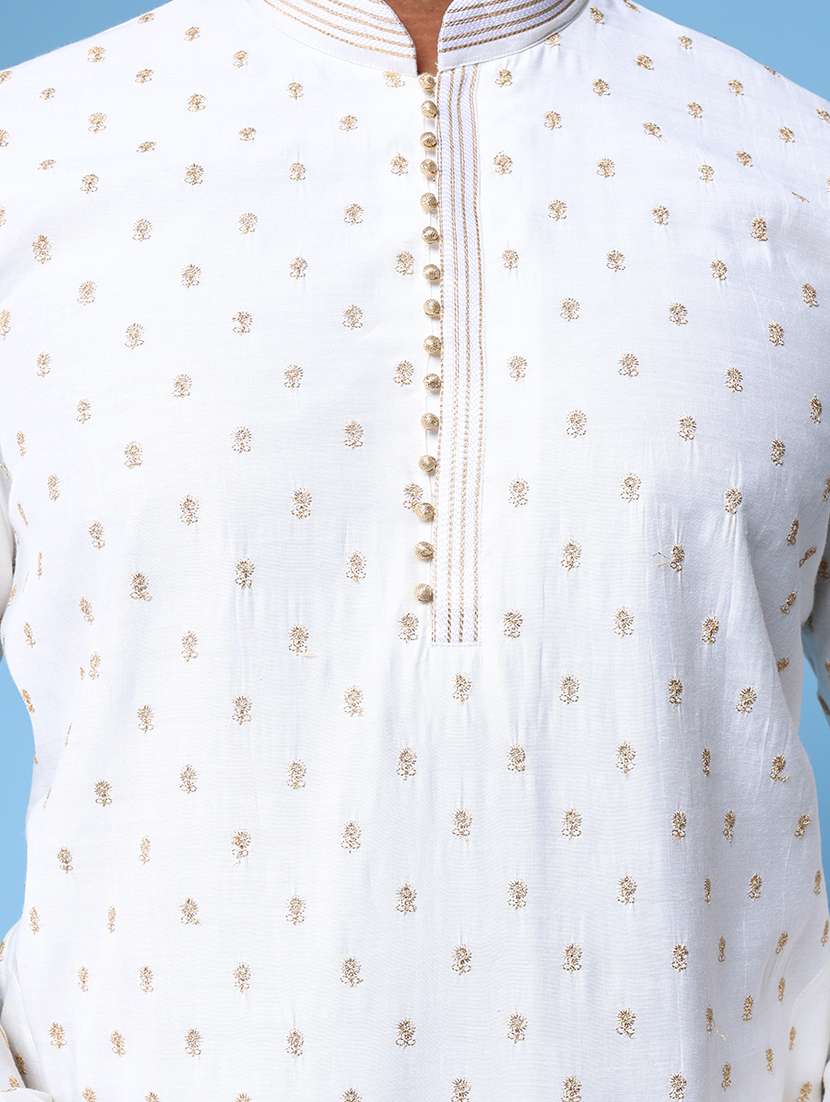 men mandarin neck kurta pyjama ethnic wear set - 22075975 - Standard Image - 4