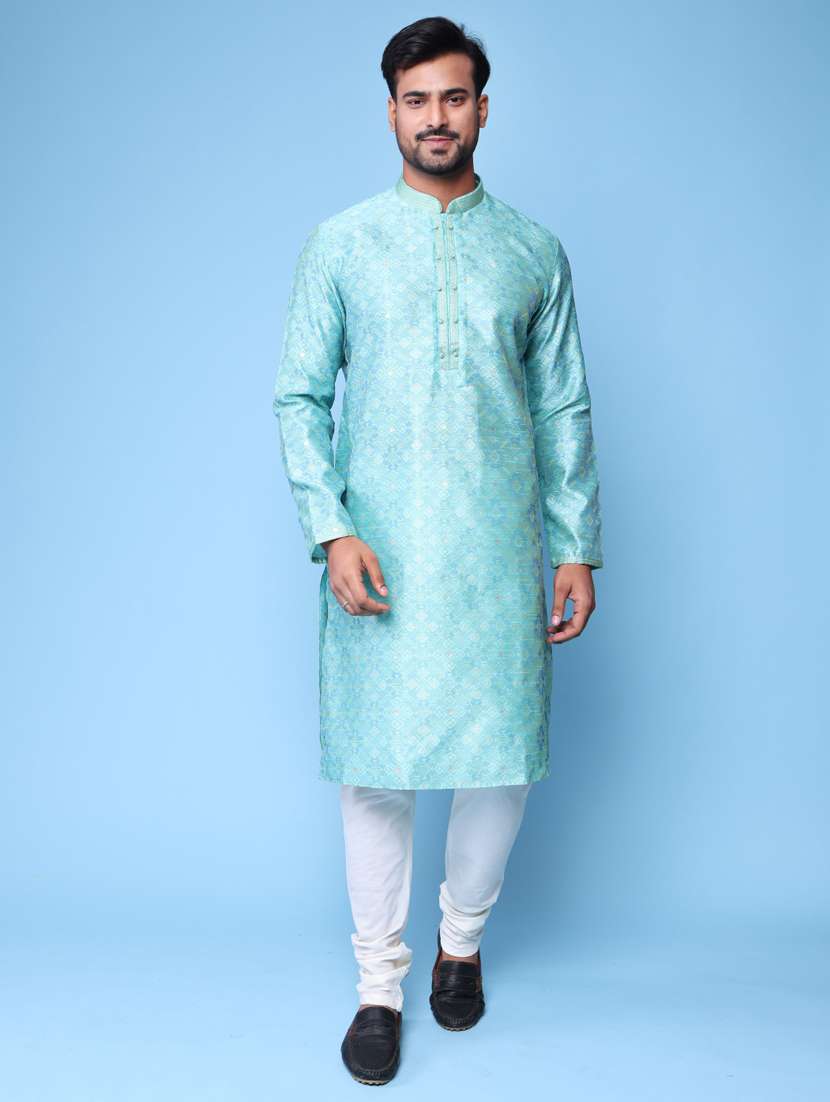 men mandarin neck kurta pyjama ethnic wear set - 22075977 - Standard Image - 1