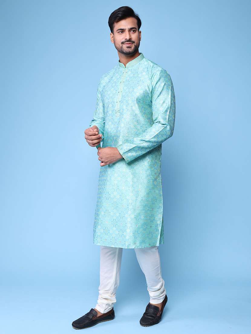 men mandarin neck kurta pyjama ethnic wear set - 22075977 - Standard Image - 4