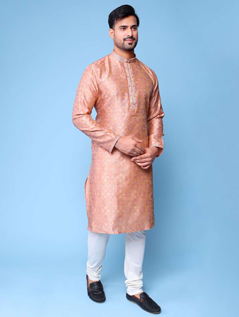 men mandarin neck kurta pyjama ethnic wear set - 22075978 -  Standard Image - 1
