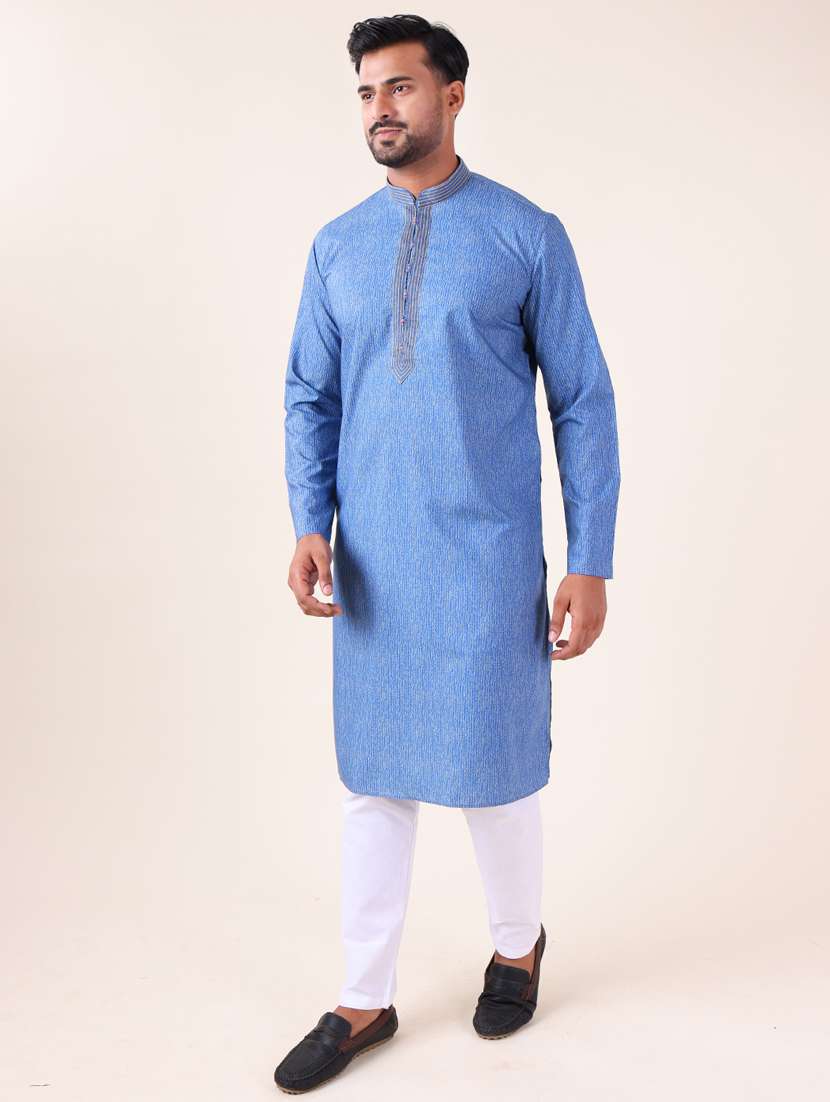 men mandarin neck kurta pyjama ethnic wear set - 22075981 - Standard Image - 1