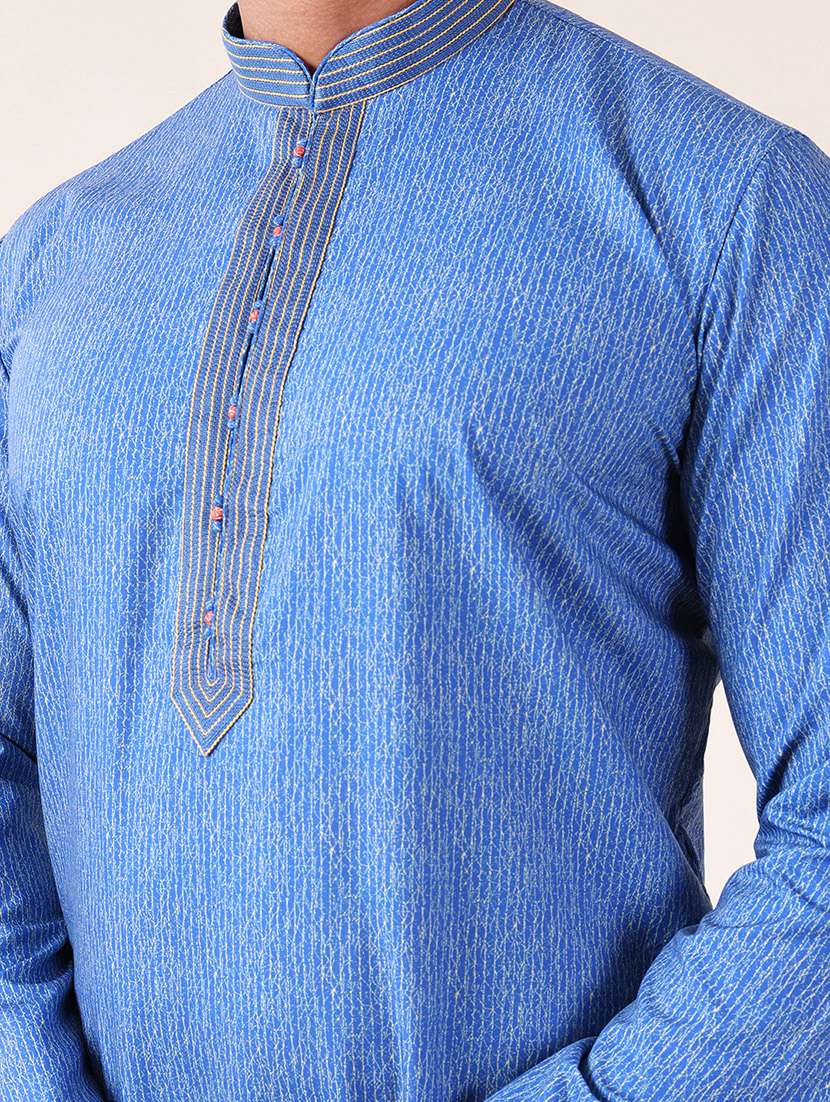 men mandarin neck kurta pyjama ethnic wear set - 22075981 - Standard Image - 4