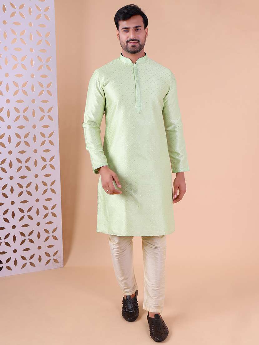 men mandarin neck kurta pyjama ethnic wear set - 22075988 - Standard Image - 1