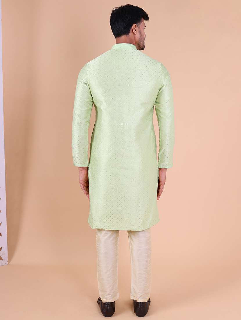 men mandarin neck kurta pyjama ethnic wear set - 22075988 - Standard Image - 4
