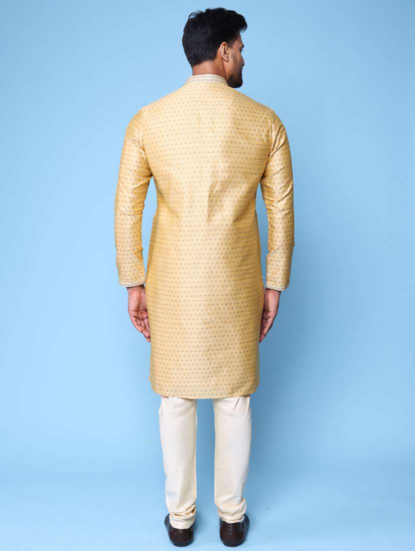 men mandarin neck kurta pyjama ethnic wear set - 22075995 -  Standard Image - 4