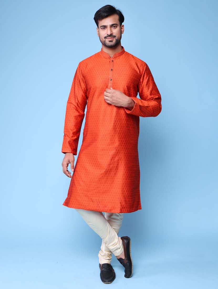 men mandarin neck kurta pyjama ethnic wear set - 22075996 -  Standard Image - 1