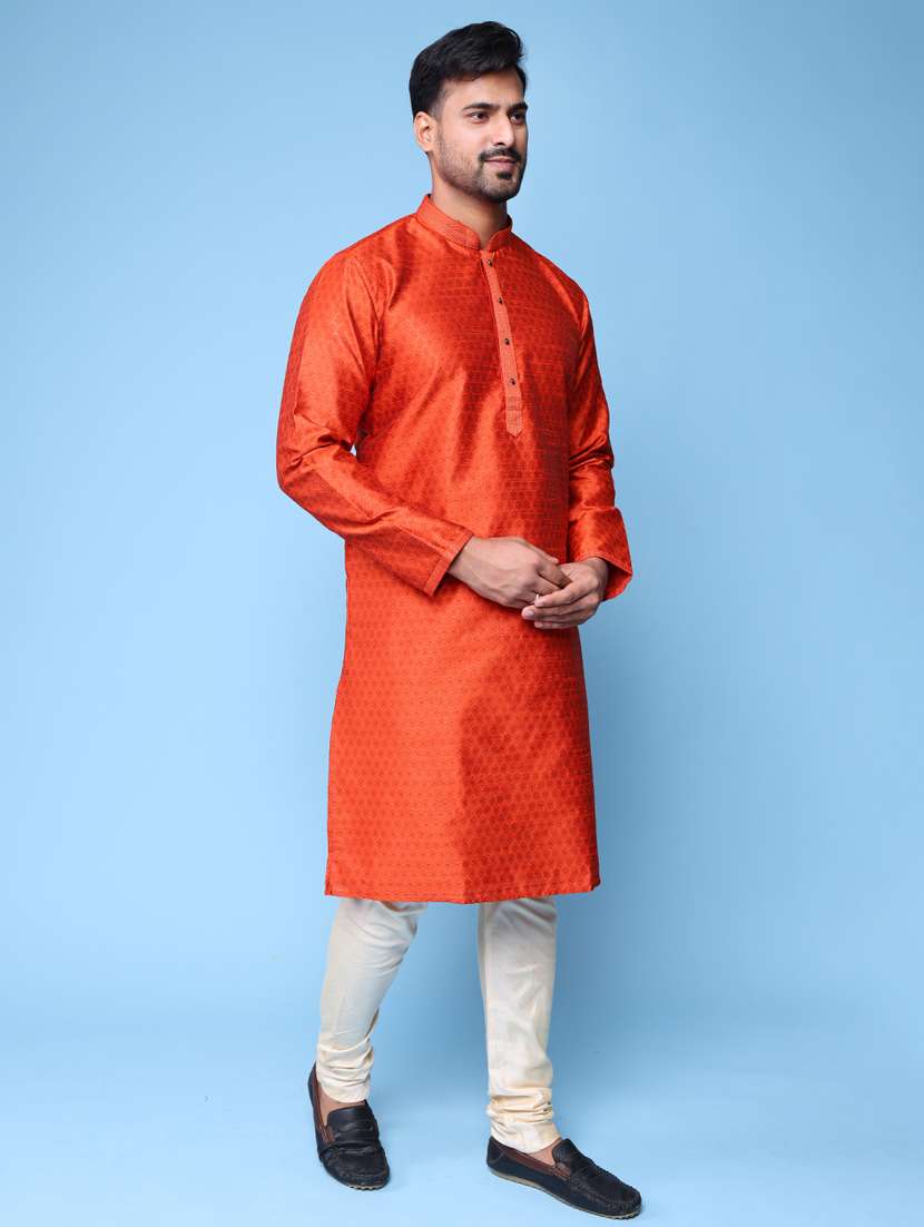 men mandarin neck kurta pyjama ethnic wear set - 22075996 -  Standard Image - 4