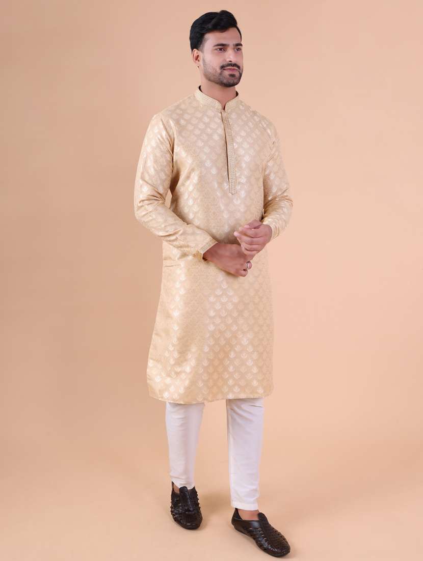 men mandarin neck kurta pyjama ethnic wear set - 22075999 -  Standard Image - 4