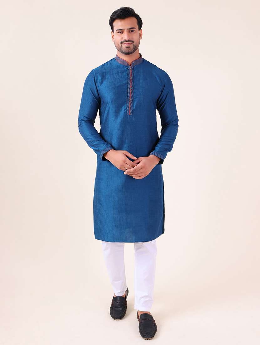 men mandarin neck kurta pyjama ethnic wear set - 22076000 - Standard Image - 1
