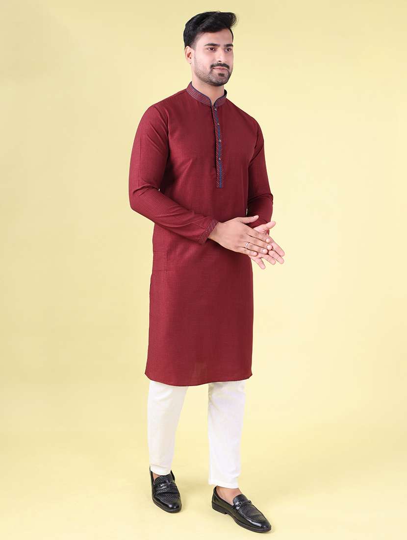men mandarin neck kurta pyjama ethnic wear set - 22076001 - Standard Image - 4