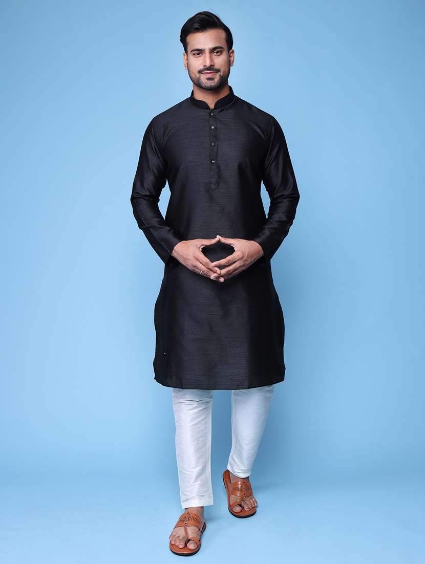 men mandarin neck kurta pyjama ethnic wear set - 22076003 - Standard Image - 1