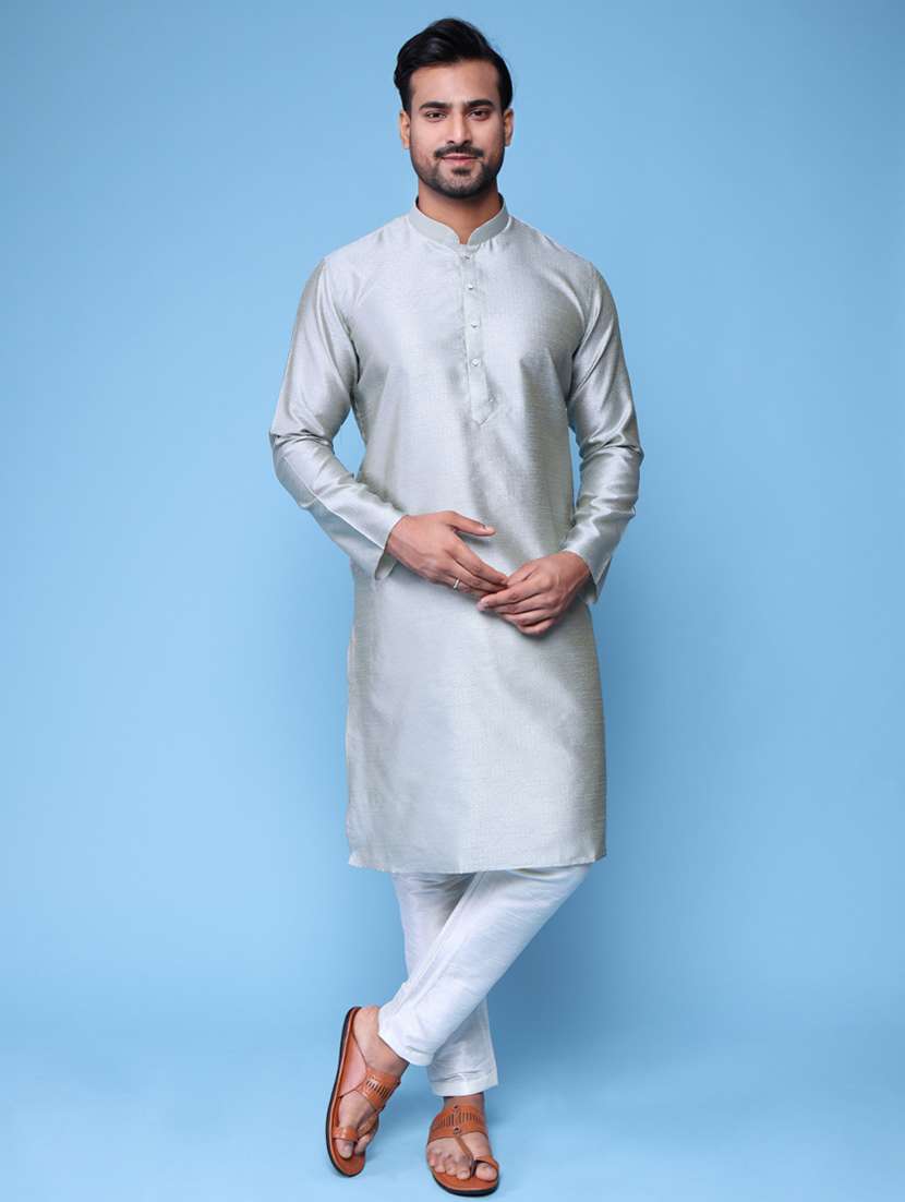 men mandarin neck kurta pyjama ethnic wear set - 22076005 - Standard Image - 1