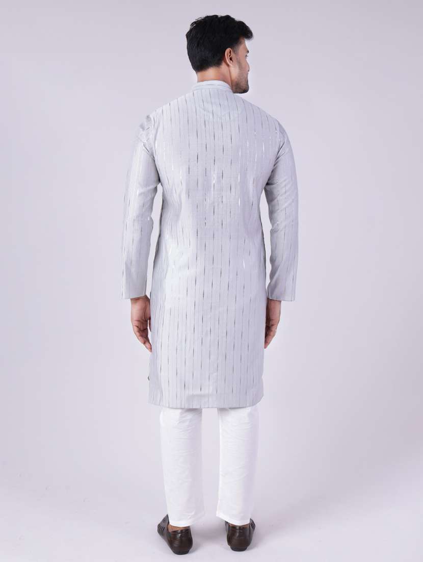 men mandarin neck kurta pyjama ethnic wear set - 22076006 - Standard Image - 4